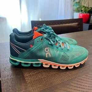 On cloud cloud flow teal orange running shoes 8.5 women